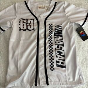 ⭐️ 3/$20 NWT NASCAR racing Kids White Baseball Jersey Shirt size 10